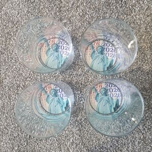 NEW Set of 4 Statue of Liberty 1776/2026 Emblem on Bottom 4.5" Drinking Glasses